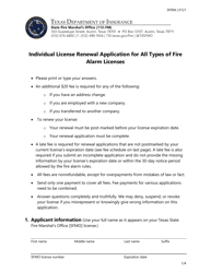 Document preview: Form SF094 Individual License Renewal Application for All Types of Fire Alarm Licenses - Texas