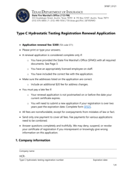 Form SF087 Type C Hydrostatic Testing Registration Renewal Application - Texas