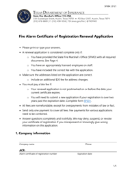 Form SF084 Fire Alarm Certificate of Registration Renewal Application - Texas