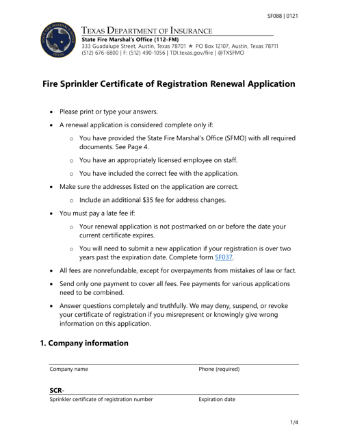 Form SF088  Printable Pdf