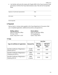 Form SF088 Fire Sprinkler Certificate of Registration Renewal Application - Texas, Page 3
