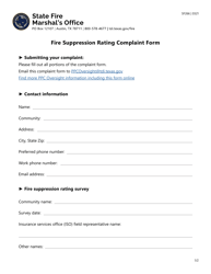 Document preview: Form SF266 Fire Suppression Rating Complaint Form - Texas