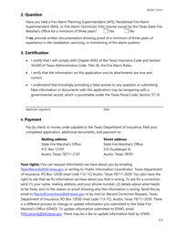 Form SF247 Fire Alarm Instructor Approval Application - Texas, Page 2