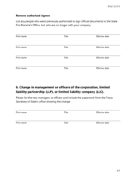 Form SF227 Company Information Update Form - Texas, Page 5