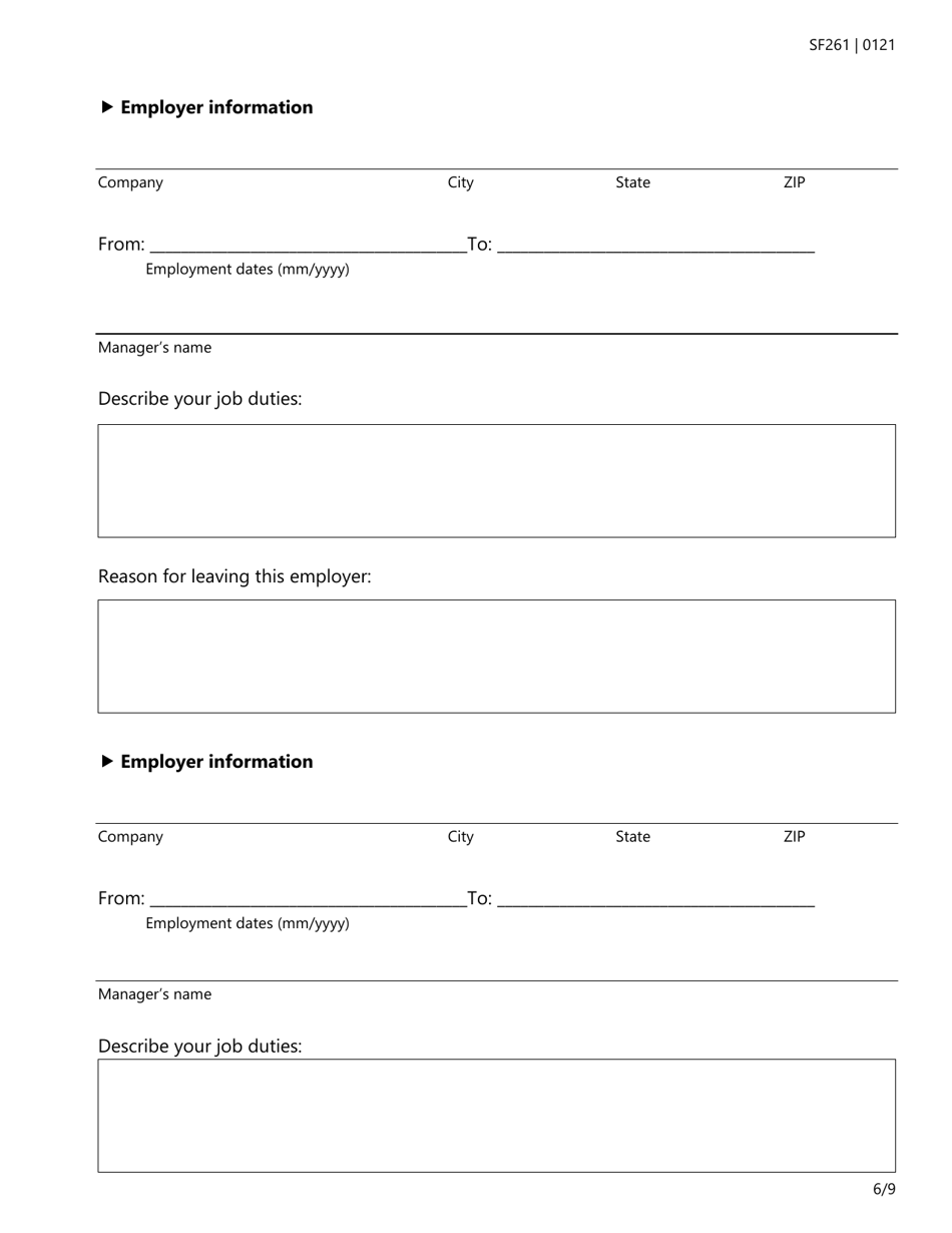 Form SF261 Criminal History Information Supplemental Form - Texas, Page 6