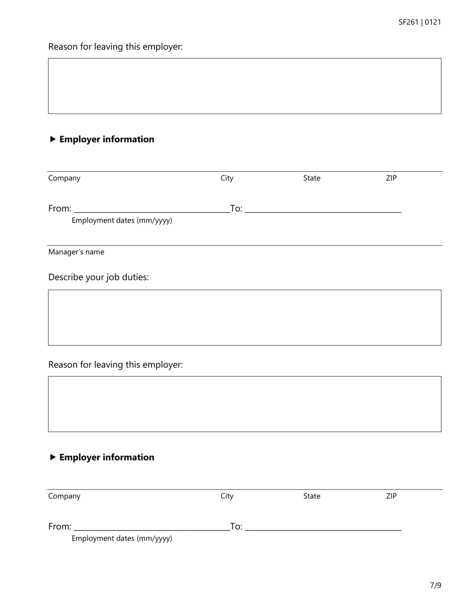 Form SF261 Criminal History Information Supplemental Form - Texas, Page 7