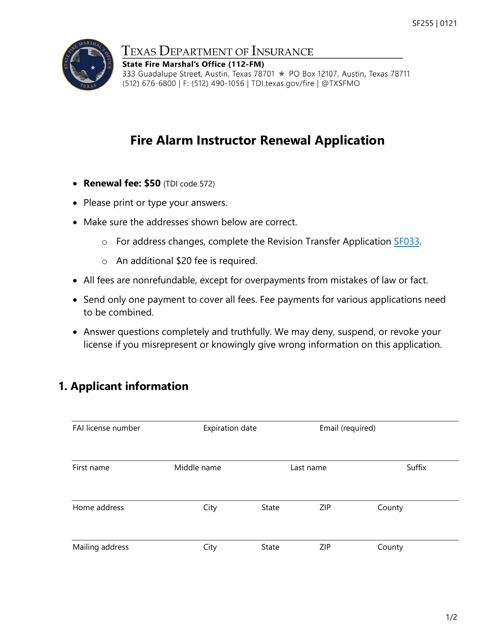 Form SF255  Printable Pdf