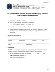 Form SF525 Fire Sprinkler Non-resident Responsible Managing Employee (Rme-G) Application Questions - Texas