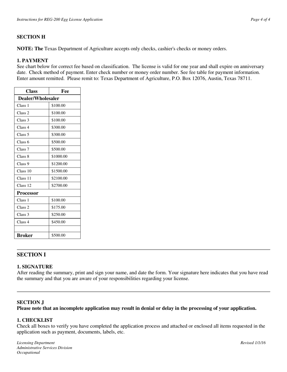 Download Instructions for Form REG200 Egg License Application PDF