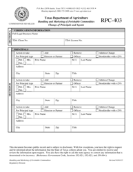Form RPC-403 Change of Principals and Agents - Texas