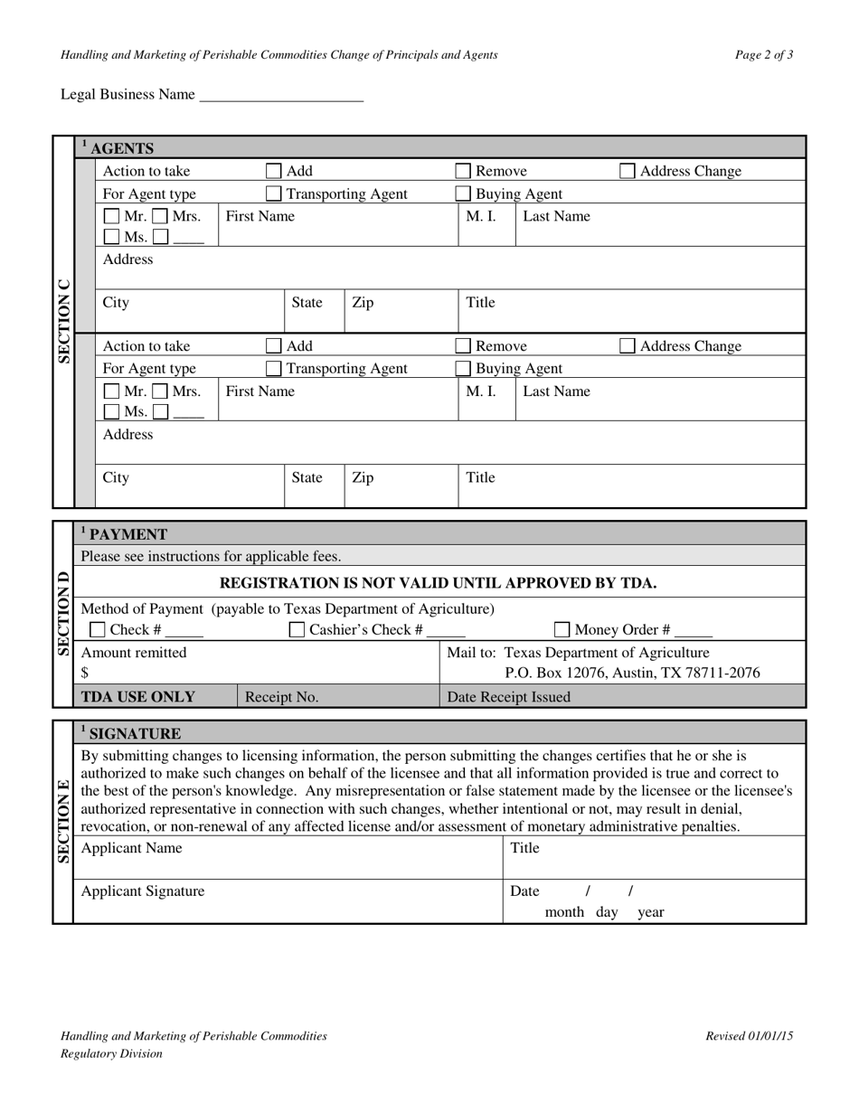 Form RPC-403 Change of Principals and Agents - Texas, Page 2