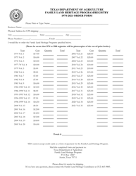 Document preview: Family Land Heritage Program/Registry Order Form - Texas, 2021