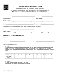 Form PWD1411 Broodstock Collection Permit Report - Texas