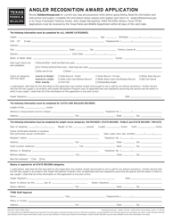 Form PWD-349B Angler Recognition Award Application - Texas, Page 4