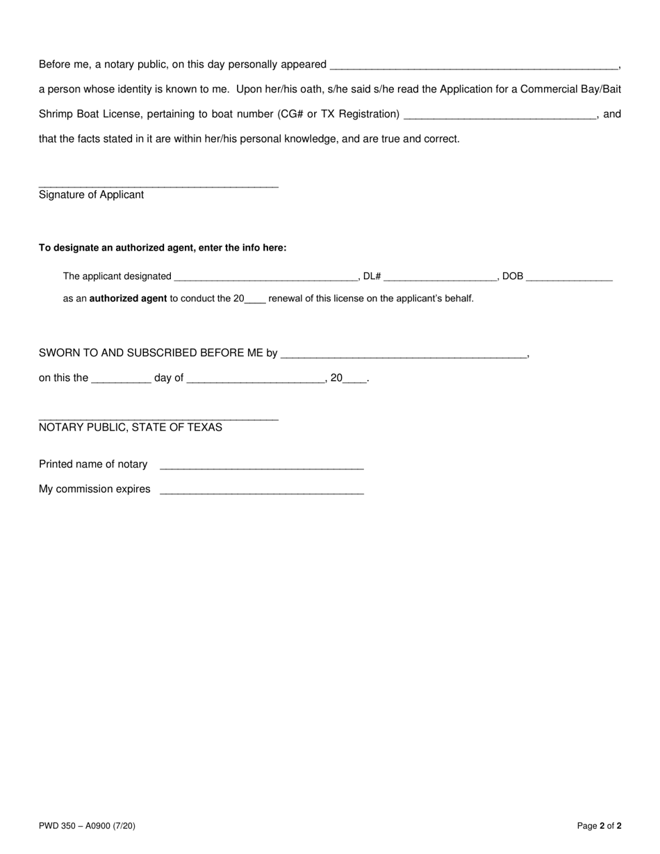 Form PWD350 - Fill Out, Sign Online and Download Printable PDF, Texas ...