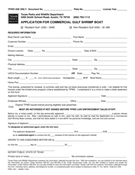 Document preview: Form PWD1041 Application for Commercial Gulf Shrimp Boat - Texas