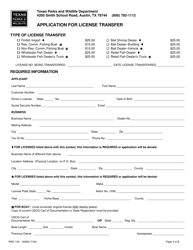 Form PWD140 Application for License Transfer - Texas