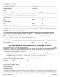 Form PWD1192 Application to Transfer Gulf Shrimp Boat License - Texas, Page 2