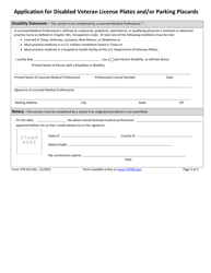 Form VTR-615 Application for Disabled Veteran License Plates and/or Parking Placards - Texas, Page 3
