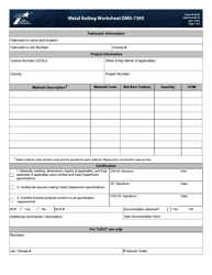Document preview: Form 49-1002 Worksheet DMS-7395 Metal Railing Worksheet - Texas