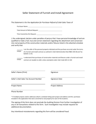 Document preview: Seller Statement of Furnish and Install Agreement - Utah