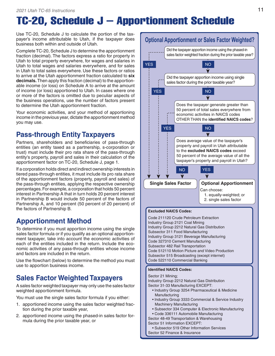 Instructions for Form TC-65 Utah Partnership / Limited Liability Partnership / Limited Liability Company Return - Utah, Page 13