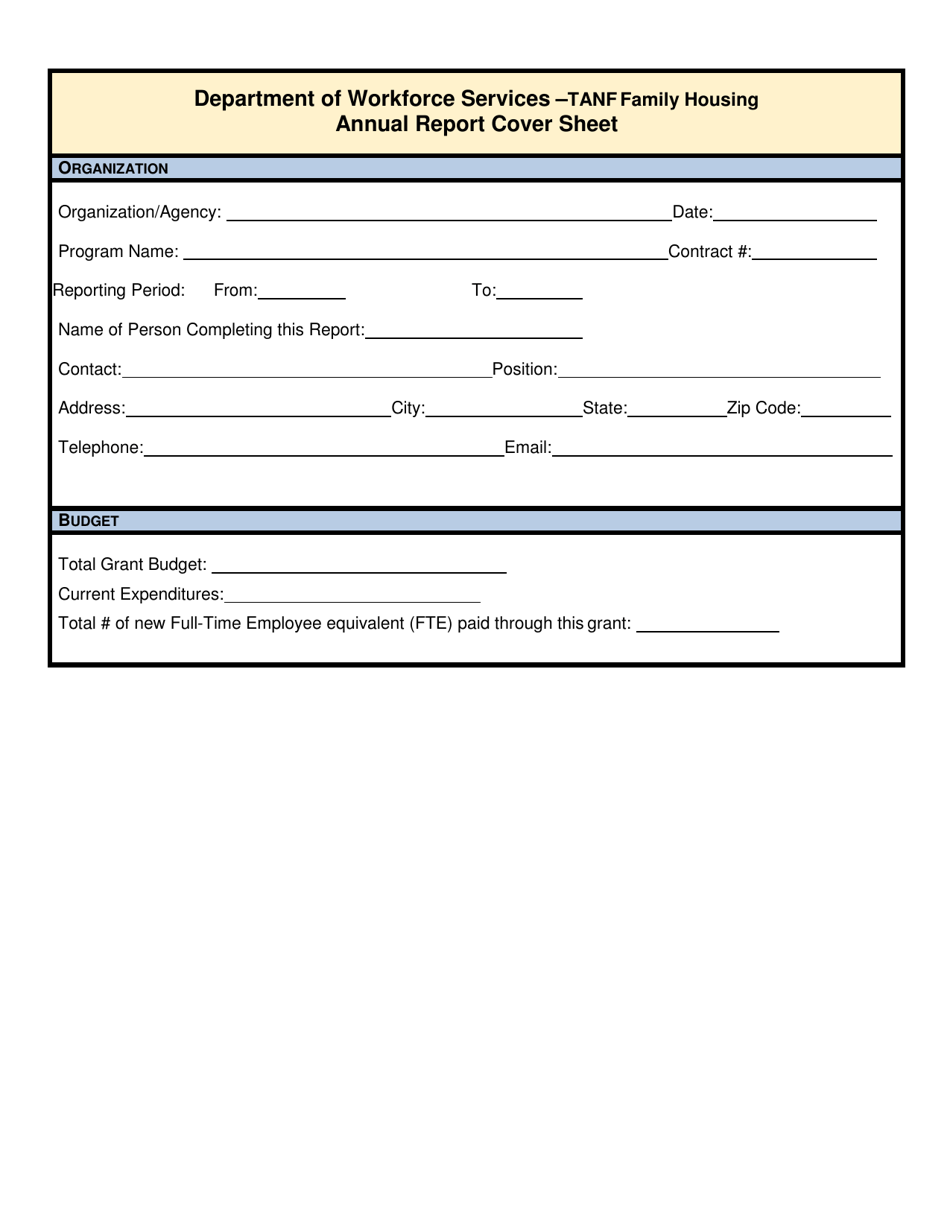 Annual Report - TANF Family Housing - Utah, Page 1