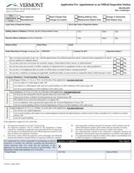 Form VN-016 &quot;Application for Appointment as an Official Inspection Station&quot; - Vermont