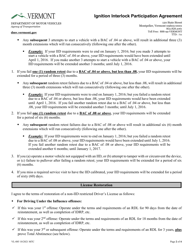 Form VL-085 Ignition Interlock Participation Agreement - Vermont, Page 2