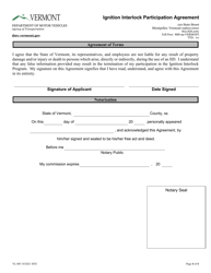 Form VL-085 Ignition Interlock Participation Agreement - Vermont, Page 4