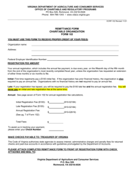 Form 102 (OCRP-102) Registration Statement for a Charitable Organization - Virginia