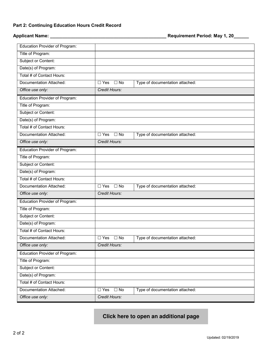 Continuing Education Application for Certified Code Officials and Technical Assistants - Virginia, Page 2