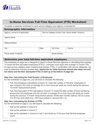 Document preview: DOH Form 505-137 In-home Services Full-Time Equivalent (Fte) Worksheet - Washington