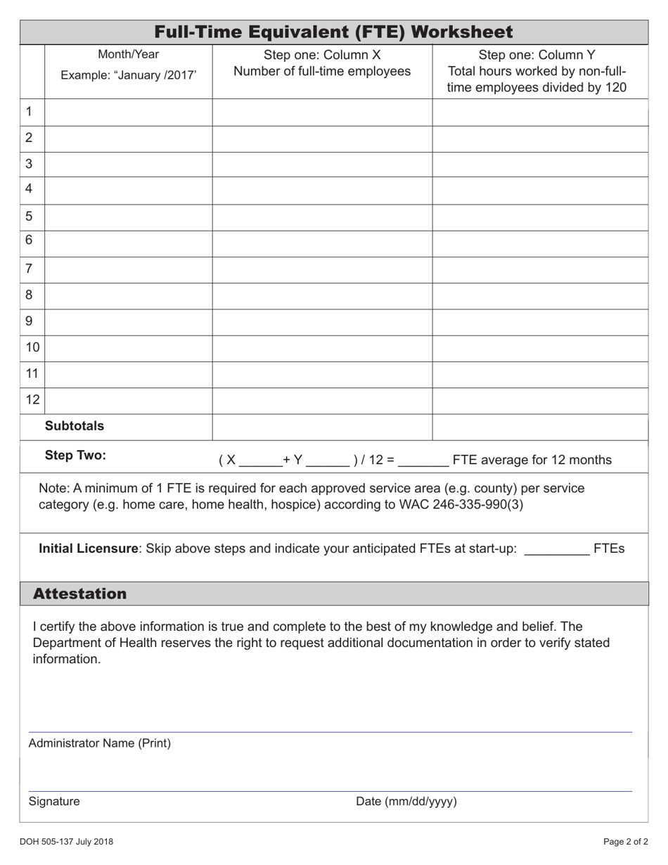 DOH Form 505-137 - Fill Out, Sign Online and Download Printable PDF ...