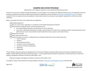 DOH Form 345-280 Application for Program Approval and Medicaid Reimbursement - Diabetes Education Program - Washington