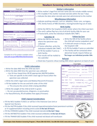 Instructions for DOH Form 951-125 Newborn Screening Collection Card - Washington, Page 2
