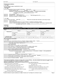 DOH Form 210-016 Foodborne Botulism Reporting Form - Washington, Page 2