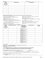 DOH Form 210-016 Foodborne Botulism Reporting Form - Washington, Page 3