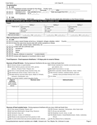 DOH Form 210-020 Campylobacteriosis Reporting Form - Washington, Page 2