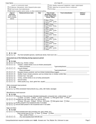 DOH Form 210-020 Campylobacteriosis Reporting Form - Washington, Page 3