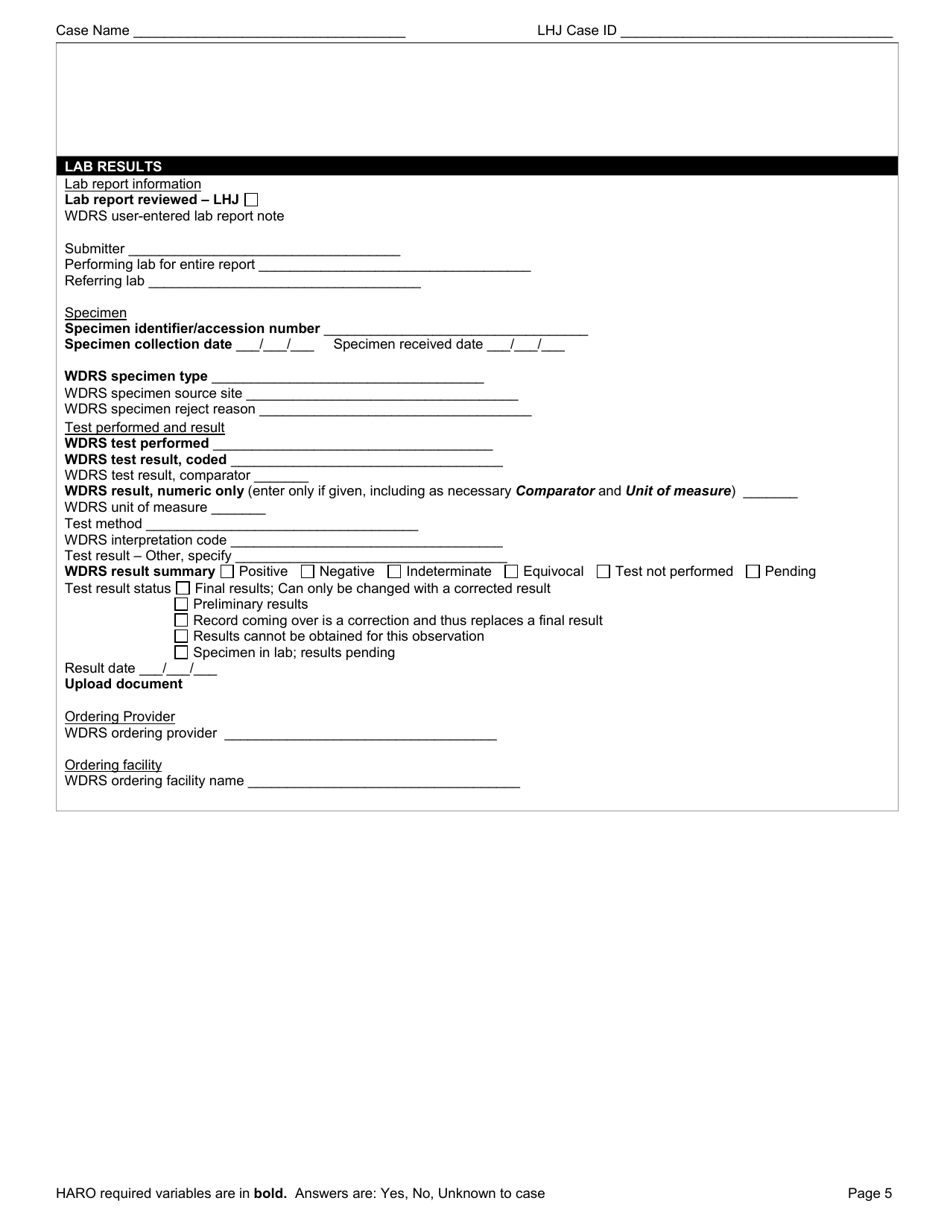 DOH Form 420-098 Highly Antibiotic Resistant Organism (Cre, Other Gram Negative, Staph, Strep and Candida) Reporting Form - Washington, Page 5