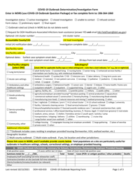 Document preview: DOH Form 420-033 Covid-19 Outbreak Determination/Investigation Form - Washington