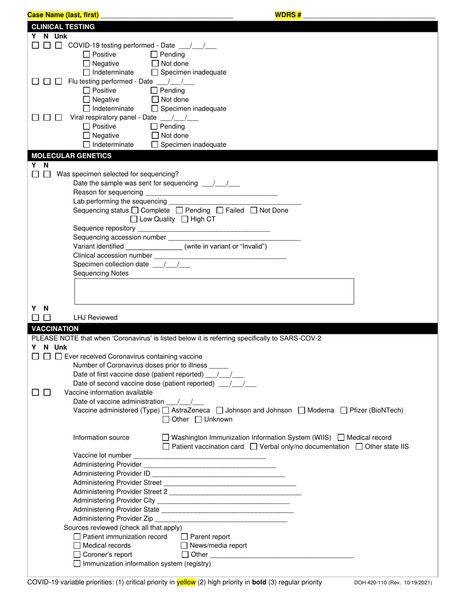 DOH Form 420-110 Covid-19 Extended Form - Washington, Page 5