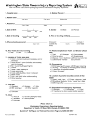 Document preview: DOH Form 971-002 Washington State Firearm Injury Reporting System - Washington