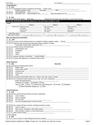DOH Form 210-026 Giardiasis Reporting Form - Washington, Page 2