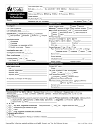 DOH Form 210-027 Haemophilus Influenzae Reporting Form - Washington