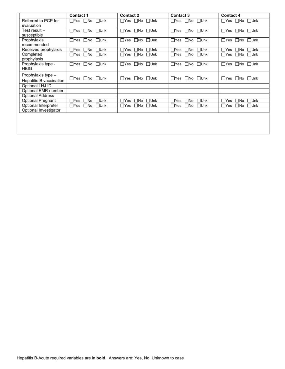 DOH Form 210-031 Hepatitis B - Acute Reporting Form - Washington, Page 5