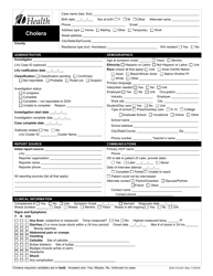 DOH Form 210-021 Cholera Reporting Form - Washington