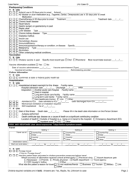 DOH Form 210-021 Cholera Reporting Form - Washington, Page 2