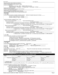 DOH Form 210-073 Measles Reporting Form - Washington, Page 2